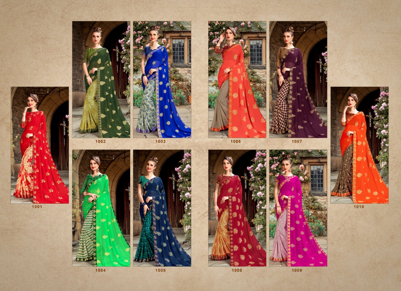 Mantra By Priya Paridhi 1001 To 1010 Series Indian Beautiful Stylish Fancy Colorful Traditional Wear & Ethnic Wear Collection Georgette Printed Sarees At Wholesale Price
