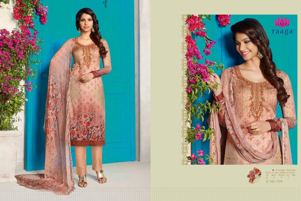 Marigold By Raaga 1701 To 1709 Series Designer Suits Beautiful Stylish Fancy Colorful Party Wear & Ethnic Wear Satin Cotton Embroidered Dresses At Wholesale Price
