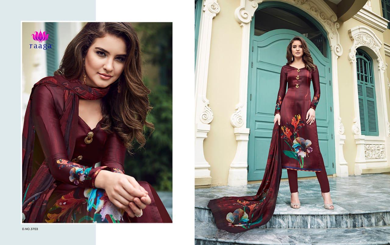 Marigold By Ragga 3701 To 3712 Series Beautiful Suits Stylish Fancy Colorful Casual Wear & Ethnic Wear Collection Georgette Satin Dresses At Wholesale Price