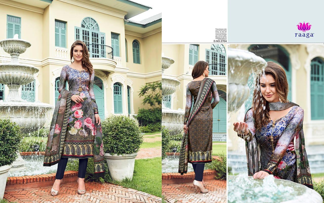 Marigold By Ragga 3701 To 3712 Series Beautiful Suits Stylish Fancy Colorful Casual Wear & Ethnic Wear Collection Georgette Satin Dresses At Wholesale Price