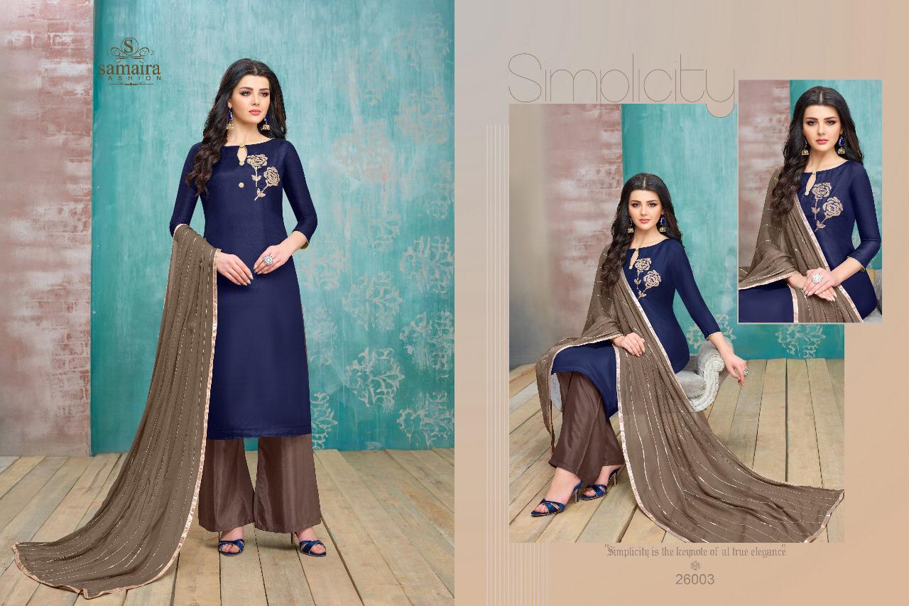 Mario By Samaira Fashion 26001 To 26006 Series Beautiful Suits Colorful Stylish Fancy Casual Wear & Ethnic Wear Upada Silk Embroidered Dresses At Wholesale Price