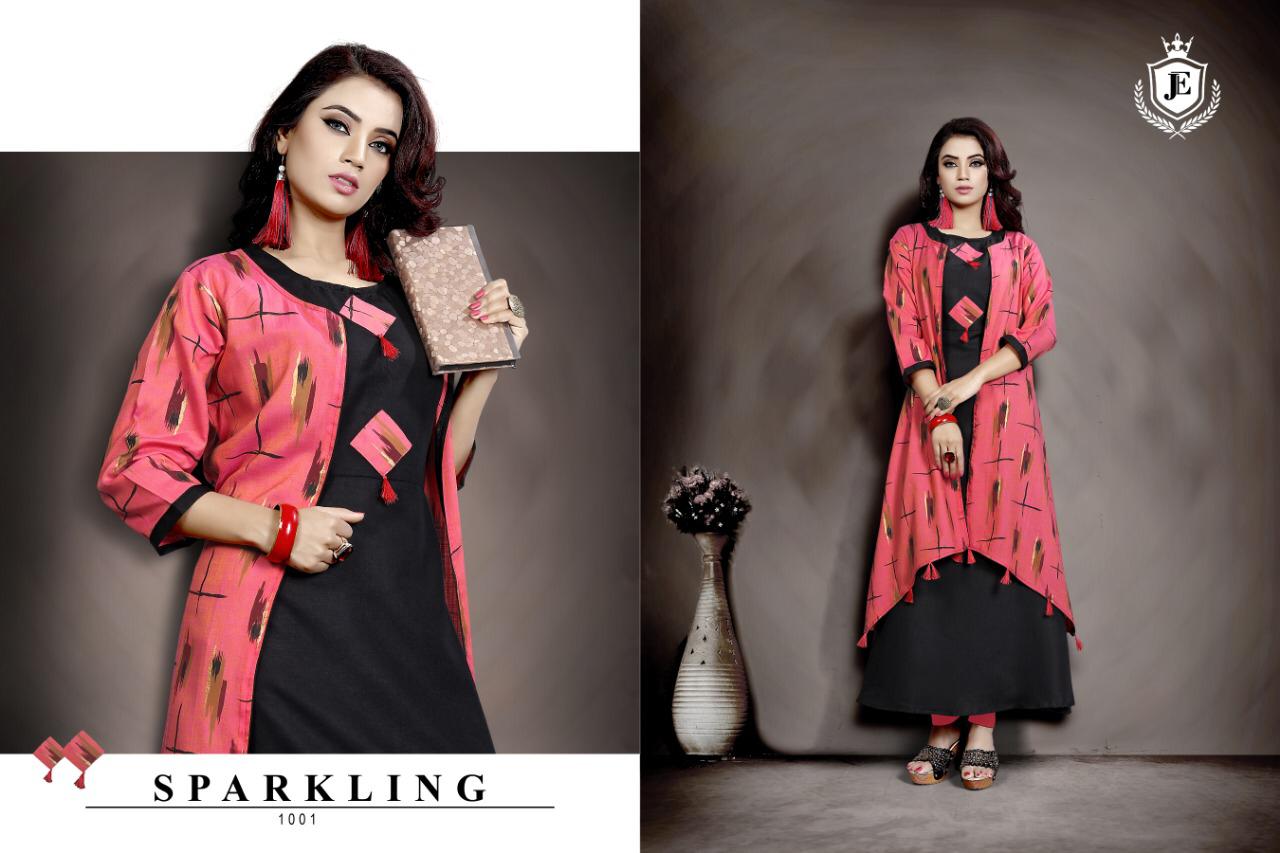 Mariya By Je 1001 To 1004 Series Beautiful Stylish Colorful Fancy Party Wear & Ethnic Wear & Ready To Wear Heavy Rayon Slub Embroidered Kurtis With Shrug At Wholesale Price