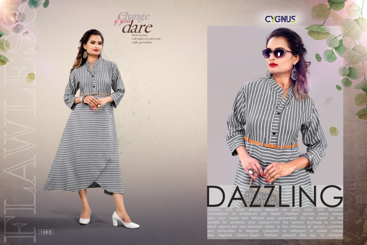 Marvel By Cygnus 1001 To 1004 Series Beautiful Stylish Fancy Colorful Casual Wear & Ethnic Wear & Ready To Wear Rayon Dyed Kurtis With Belt At Wholesale Price