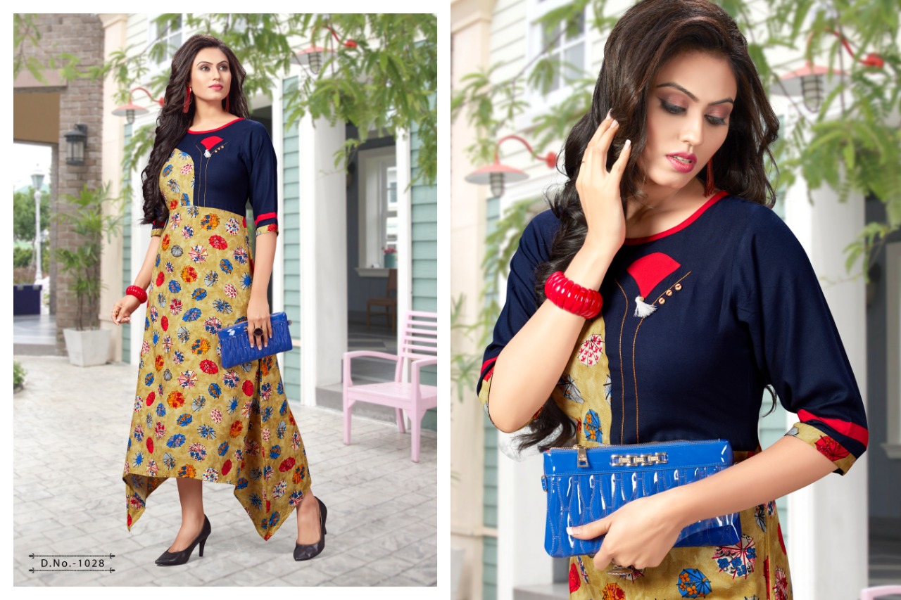 Marvella By Manya Designer 1025 To 1032 Series Beautiful Stylish Fancy Colorful Casual Wear & Ethnic Wear & Ready To Wear Rayon Printed Kurtis At Wholesale Price