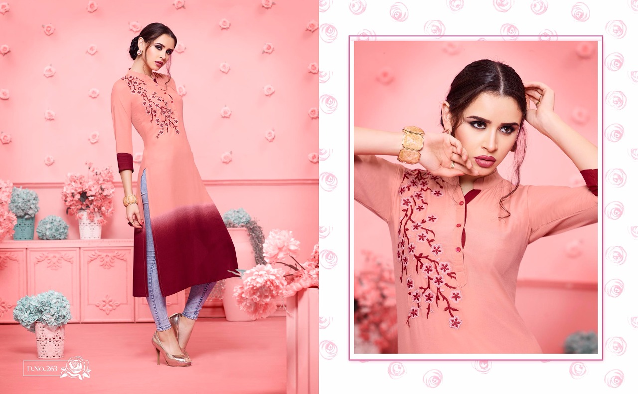 Maryam By Kajree Fashion 261 To 270 Series Designer Beautiful Stylish Fancy Colorful Party Wear & Ethnic Wear & Ready To Wear Rayon Printed Kurtis At Wholesale Price