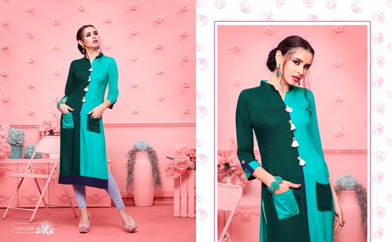Maryam By Kajree Fashion 261 To 270 Series Designer Beautiful Stylish Fancy Colorful Party Wear & Ethnic Wear & Ready To Wear Rayon Printed Kurtis At Wholesale Price