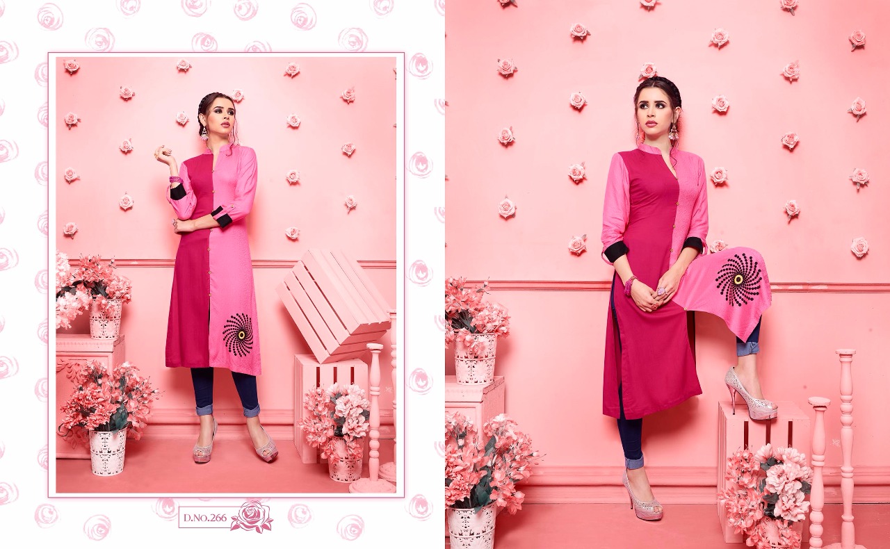 Maryam By Kajree Fashion 261 To 270 Series Designer Beautiful Stylish Fancy Colorful Party Wear & Ethnic Wear & Ready To Wear Rayon Printed Kurtis At Wholesale Price