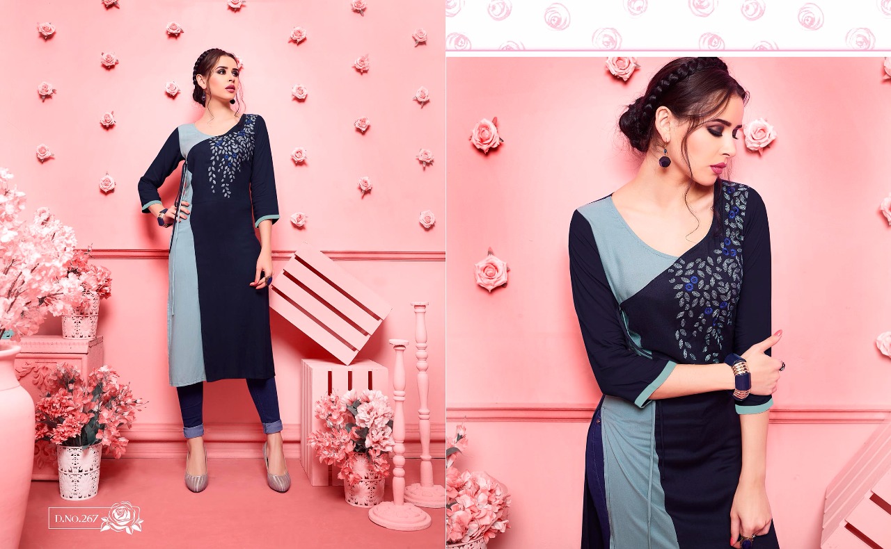 Maryam By Kajree Fashion 261 To 270 Series Designer Beautiful Stylish Fancy Colorful Party Wear & Ethnic Wear & Ready To Wear Rayon Printed Kurtis At Wholesale Price