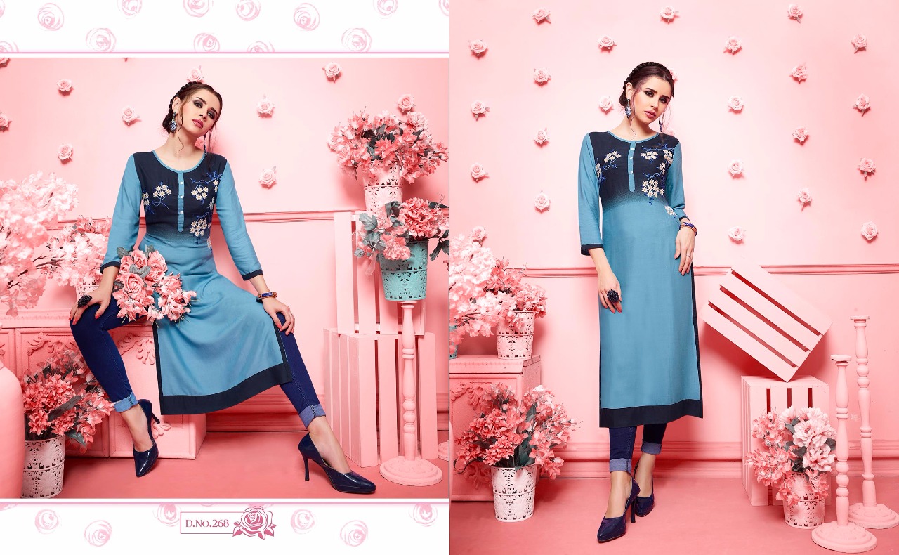 Maryam By Kajree Fashion 261 To 270 Series Designer Beautiful Stylish Fancy Colorful Party Wear & Ethnic Wear & Ready To Wear Rayon Printed Kurtis At Wholesale Price