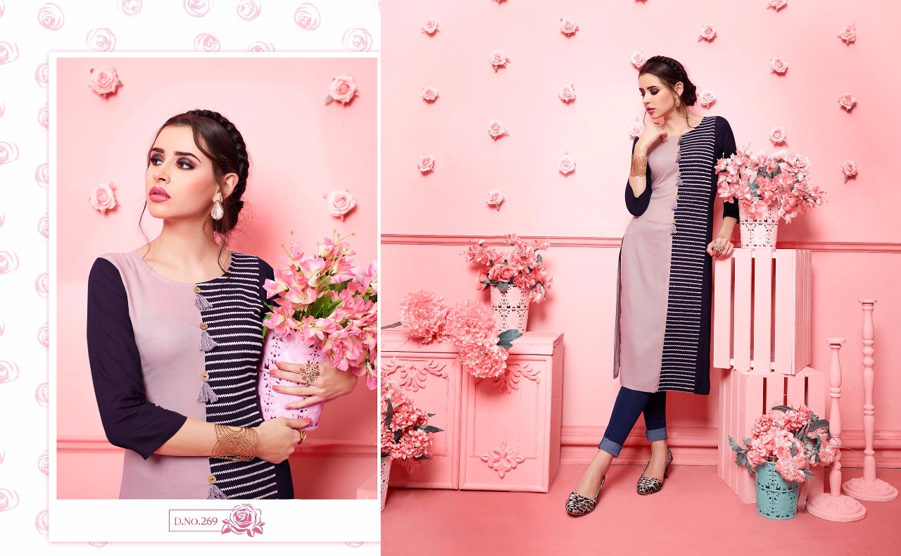 Maryam By Kajree Fashion 261 To 270 Series Designer Beautiful Stylish Fancy Colorful Party Wear & Ethnic Wear & Ready To Wear Rayon Printed Kurtis At Wholesale Price