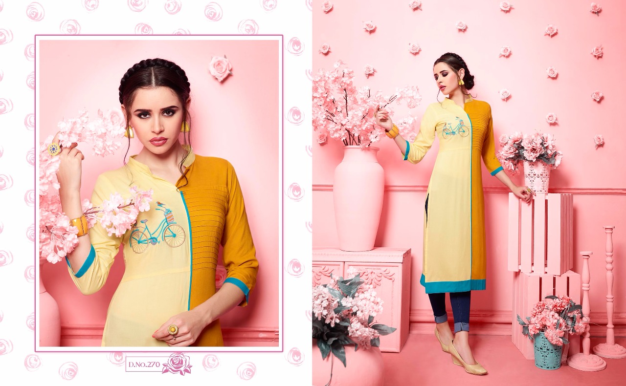 Maryam By Kajree Fashion 261 To 270 Series Designer Beautiful Stylish Fancy Colorful Party Wear & Ethnic Wear & Ready To Wear Rayon Printed Kurtis At Wholesale Price