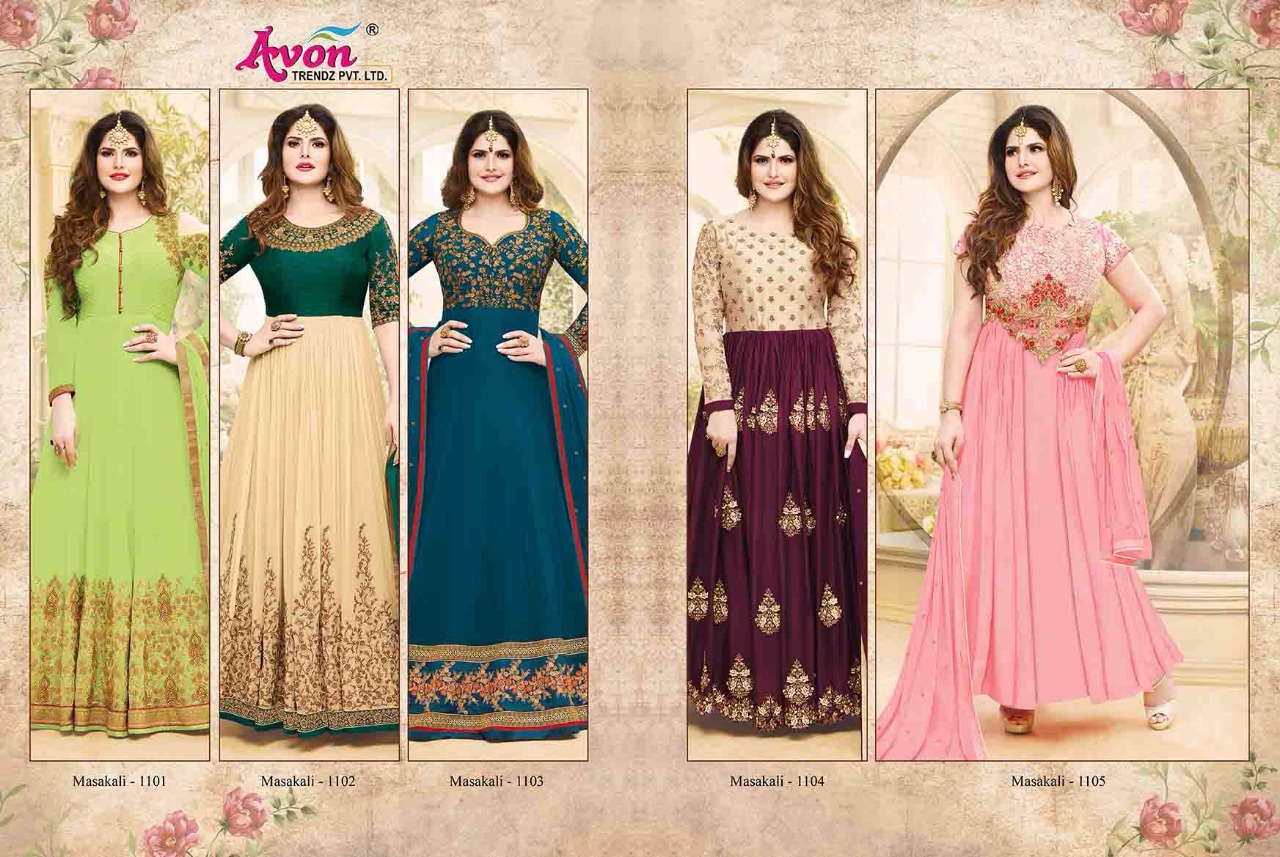 Masakali By Avon Trendz 1101 To 1105 Designer Anarkali Suits Wedding Collection Beautiful Stylish Fancy Colorful Party Wear & Occasional Wear Georgette With Embroidery Dresses At Wholesale Price