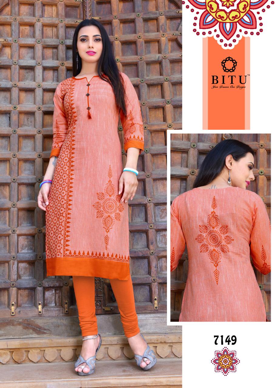 Mastani By Bitu 7147 To 7154 Series Beautiful Stylish Fancy Colorful Casual Wear & Ethnic Wear & Ready To Wear Rayon Khadi Printed Kurtis At Wholesale Price