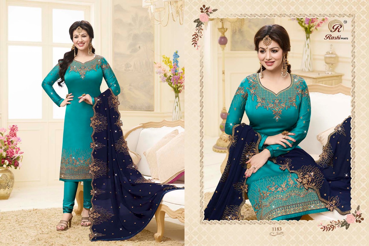 Mastani Vol-2 By Rashi Prints 1181 To 1186 Series Beautiful Stylish Designer Printed And Embroidered Party Wear Occasional Wear Georgette Satin Embroidery Dresses At Wholesale Price