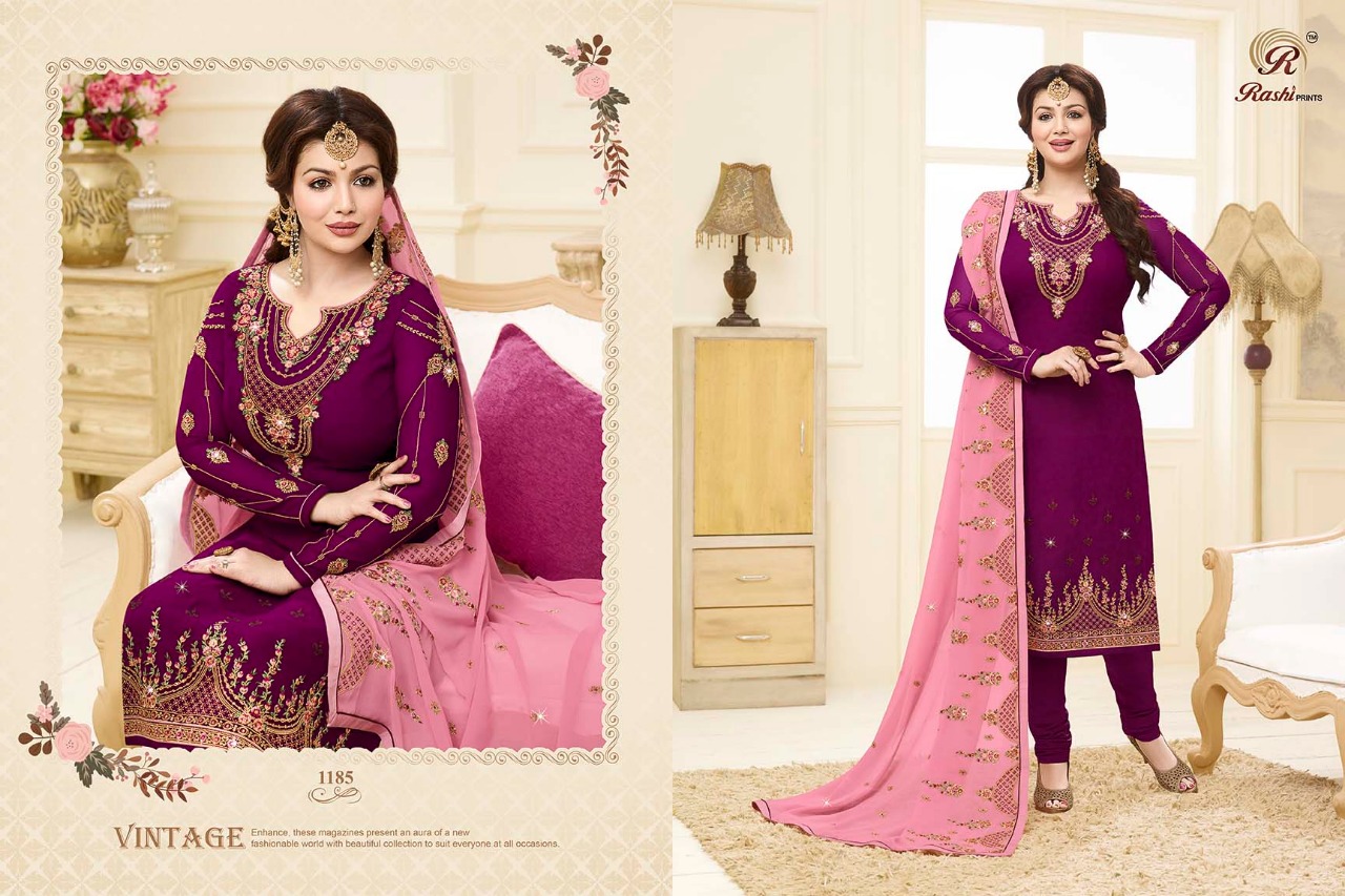 Mastani Vol-2 By Rashi Prints 1181 To 1186 Series Beautiful Stylish Designer Printed And Embroidered Party Wear Occasional Wear Georgette Satin Embroidery Dresses At Wholesale Price