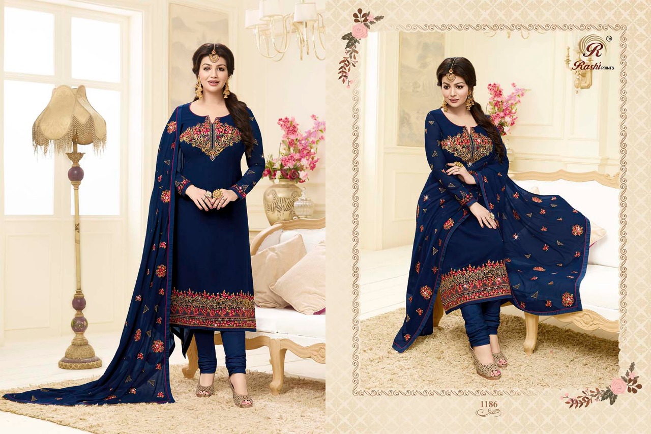 Mastani Vol-2 By Rashi Prints 1181 To 1186 Series Beautiful Stylish Designer Printed And Embroidered Party Wear Occasional Wear Georgette Satin Embroidery Dresses At Wholesale Price