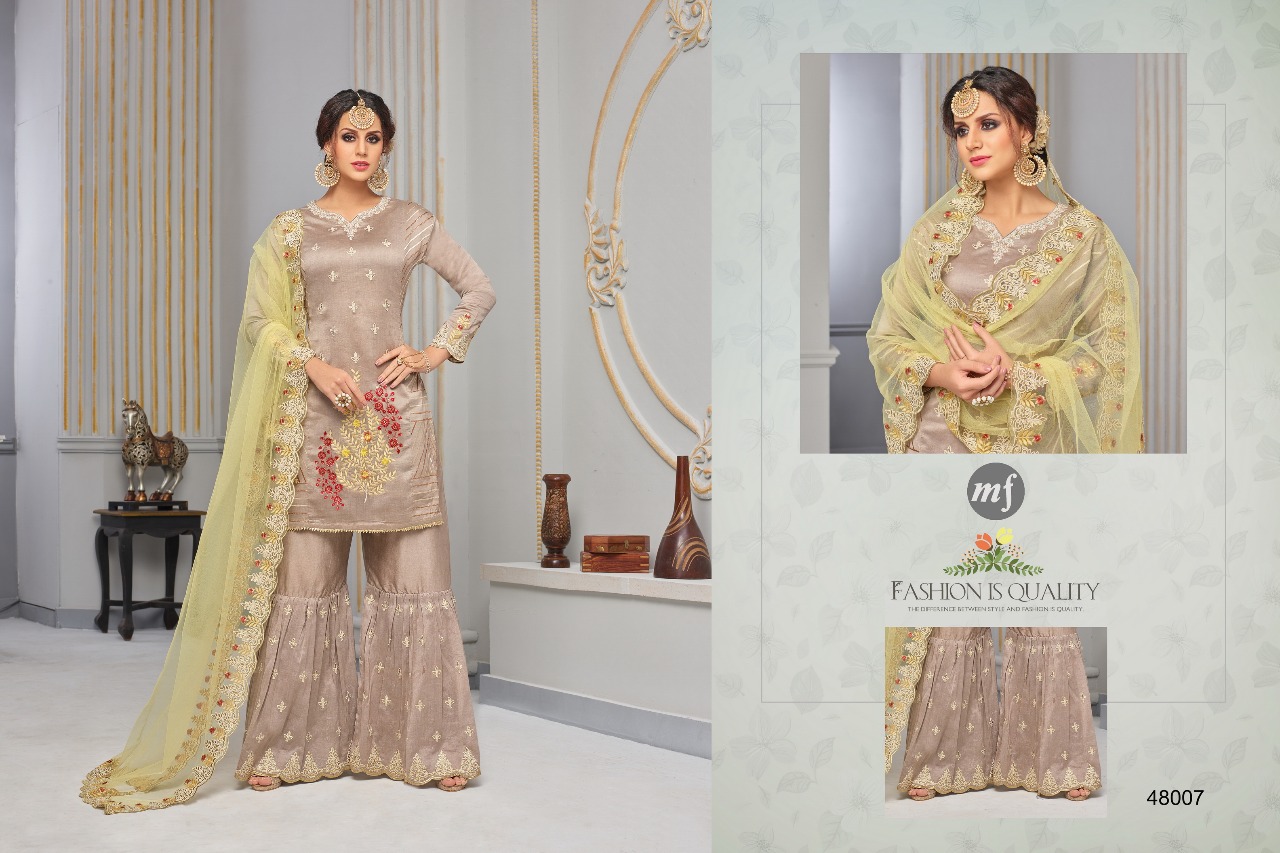 Masuba By Mahaveer Fashion 48006 To 48008 Series Designer Suits Embroidered Beautiful Stylish Fancy Colorful Party Wear & Occasional Wear Pure Muslin Silk Dresses At Wholesale Price
