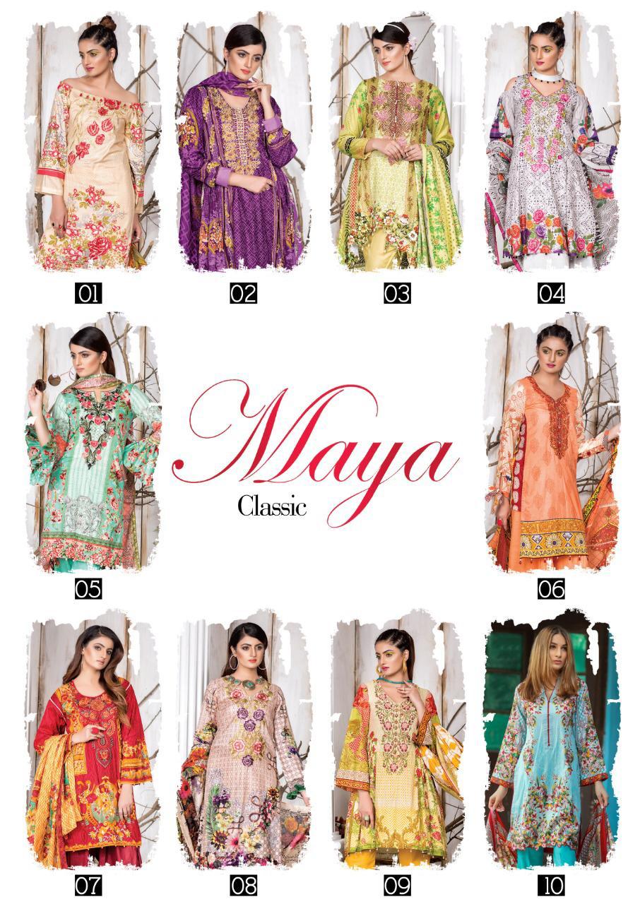 Maya Classic By Noor Textile 01 To 10 Designer Festive Pakistani Suits Collection Beautiful Stylish Fancy Colorful Party Wear & Occasional Wear Cotton Printed Dresses At Wholesale Price