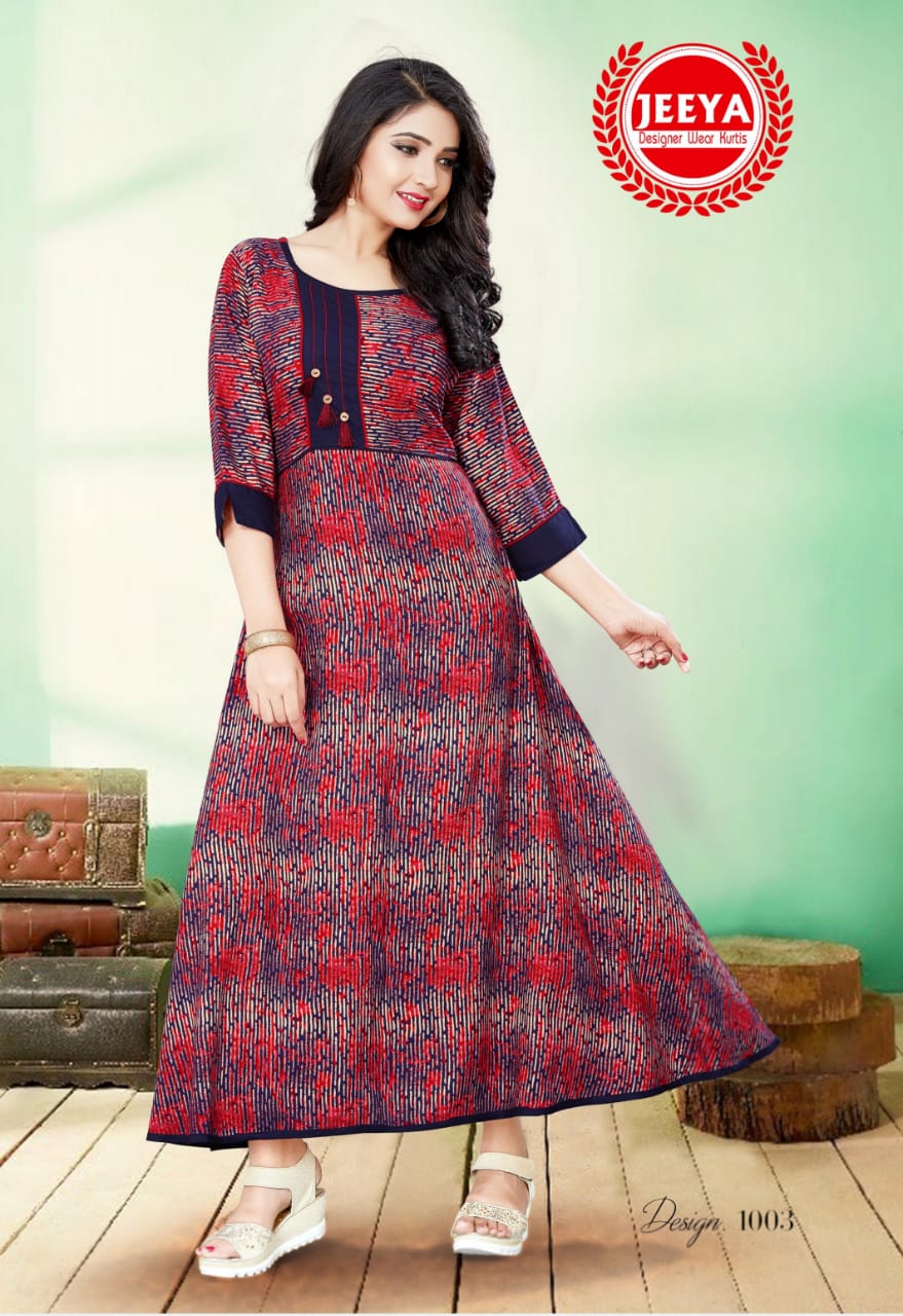 Mayara By Jeeya 1001 To 1006 Series Stylish Fancy Beautiful Colorful Casual Wear & Ethnic Wear Heavy Plain Rayon Printed Kurtis At Wholesale Price