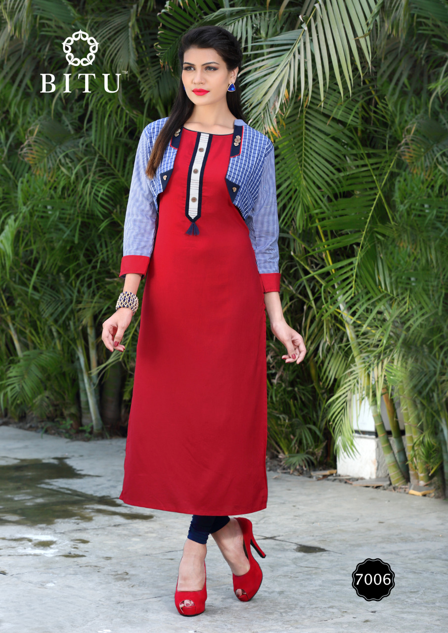 Mayra By Bitu 7001 To 7008 Series Beautiful Stylish Fancy Colorful Casual Wear & Ethnic Wear Collection Heavy Plain Rayon Kurtis At Wholesale Price