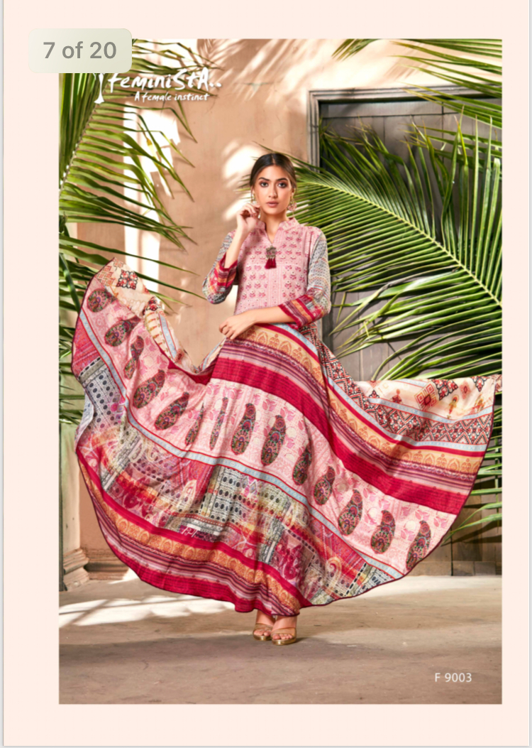 Mayra By Feminista 9001 To 9008 Series Designer Beautiful Colorful Stylish Fancy Casual Wear & Ethnic Wear & Ready To Wear Soft Silk Printed Kurtis At Wholesale Price