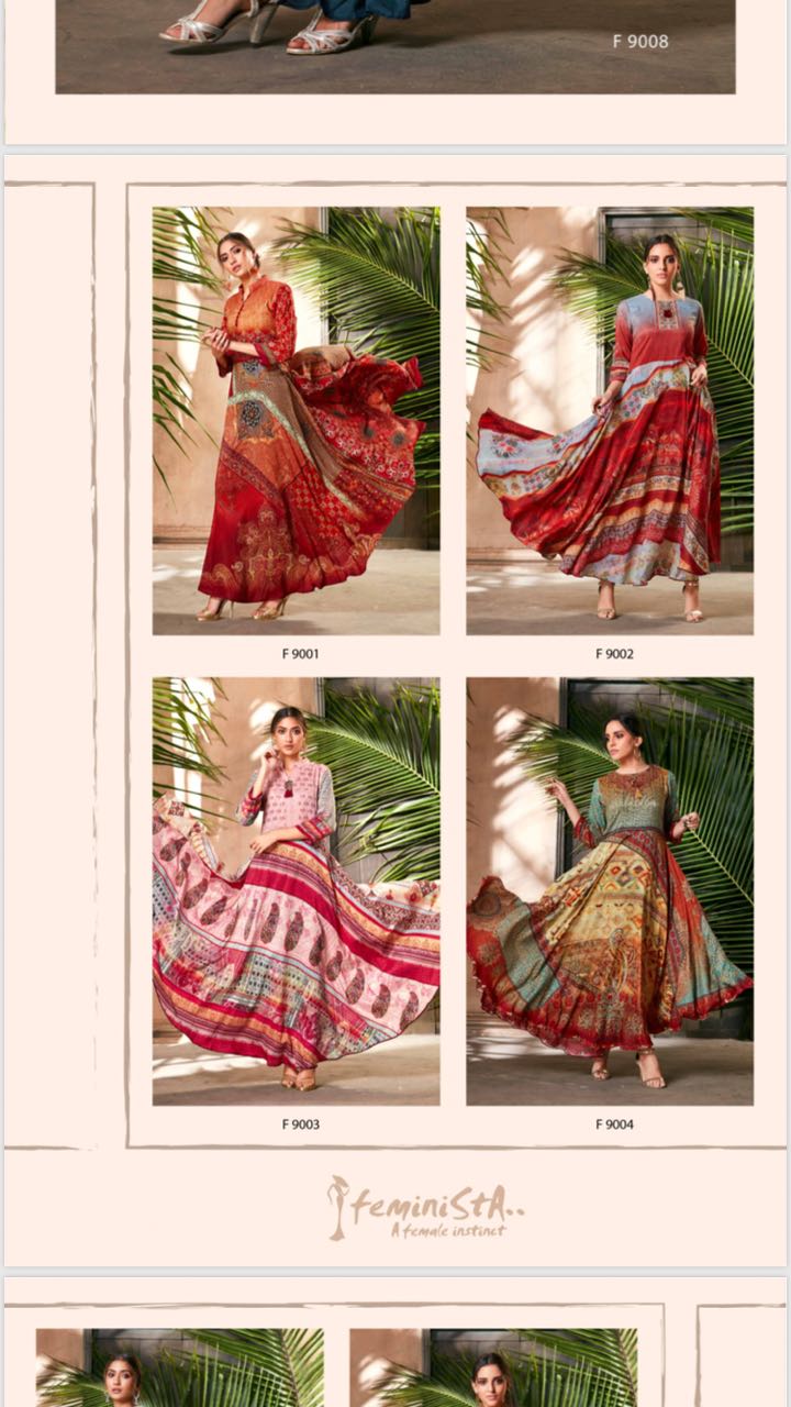 Mayra By Feminista 9001 To 9008 Series Designer Beautiful Colorful Stylish Fancy Casual Wear & Ethnic Wear & Ready To Wear Soft Silk Printed Kurtis At Wholesale Price