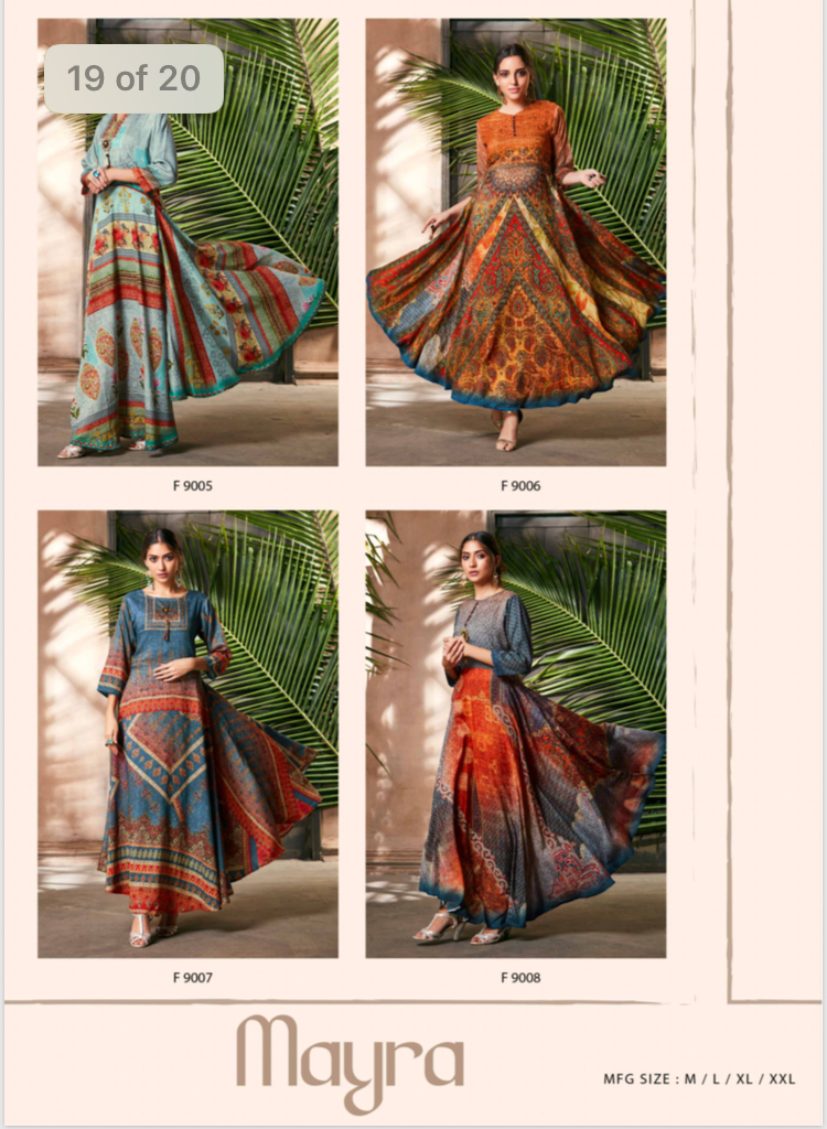 Mayra By Feminista 9001 To 9008 Series Designer Beautiful Colorful Stylish Fancy Casual Wear & Ethnic Wear & Ready To Wear Soft Silk Printed Kurtis At Wholesale Price