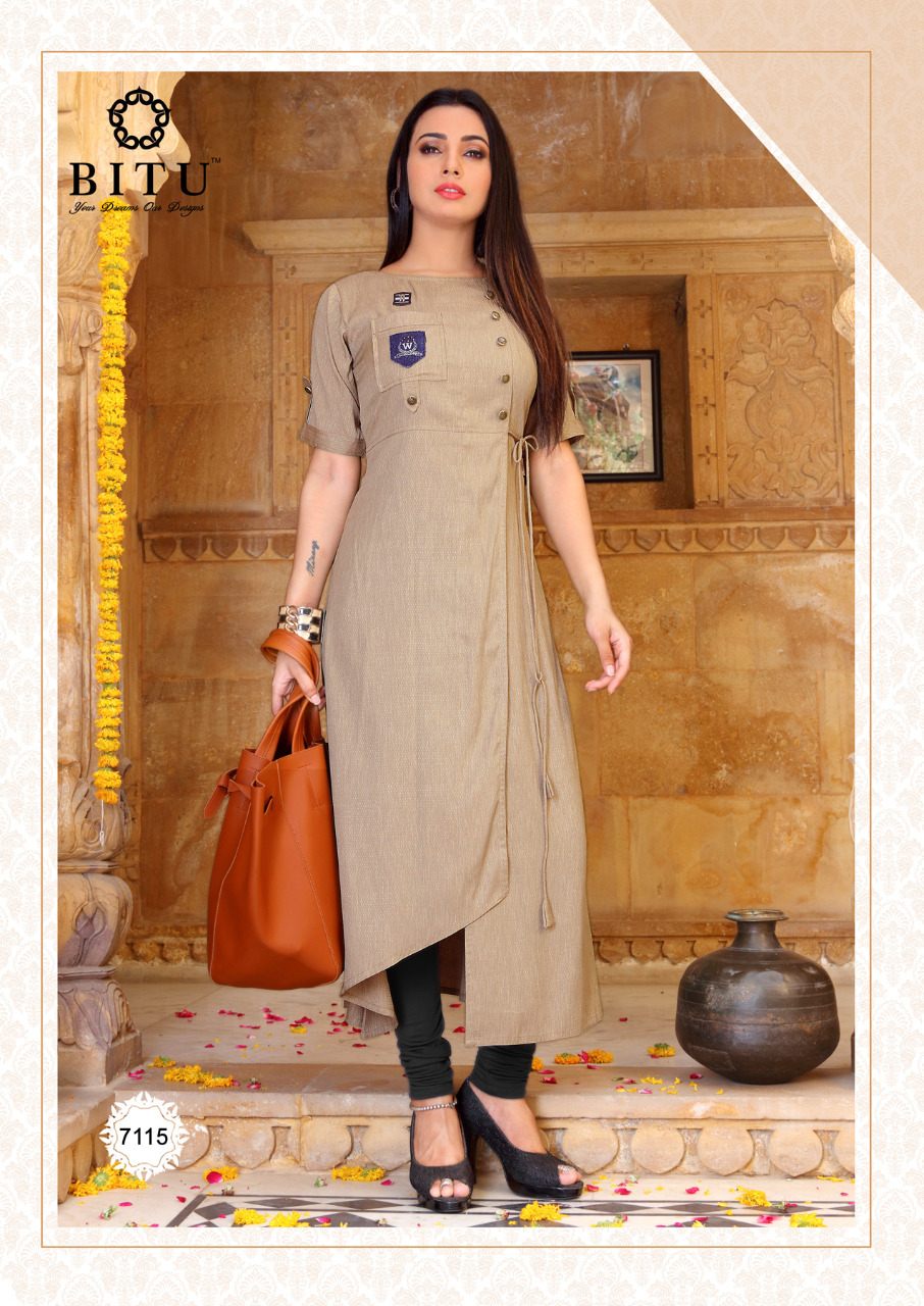 Maytri By Bitu 7115 To 7122 Series Beautiful Stylish Fancy Colorful Casual Wear & Ethnic Wear & Ready To Wear Soft Cotton Kurtis At Wholesale Price