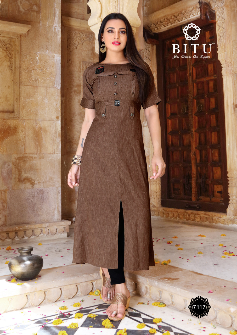 Maytri By Bitu 7115 To 7122 Series Beautiful Stylish Fancy Colorful Casual Wear & Ethnic Wear & Ready To Wear Soft Cotton Kurtis At Wholesale Price