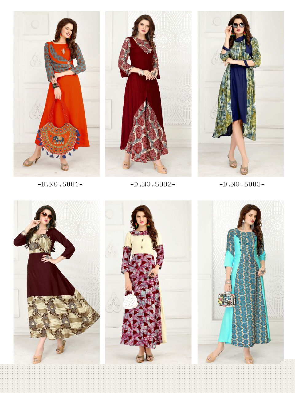 Meem Vol-5 By The Designer 5001 To 5006 Series Designer Stylish Beautiful Colorful Fancy Stylish Casual Wear & Ethnic Wear Heavy Rayon Printed Kurtis At Wholesale Price