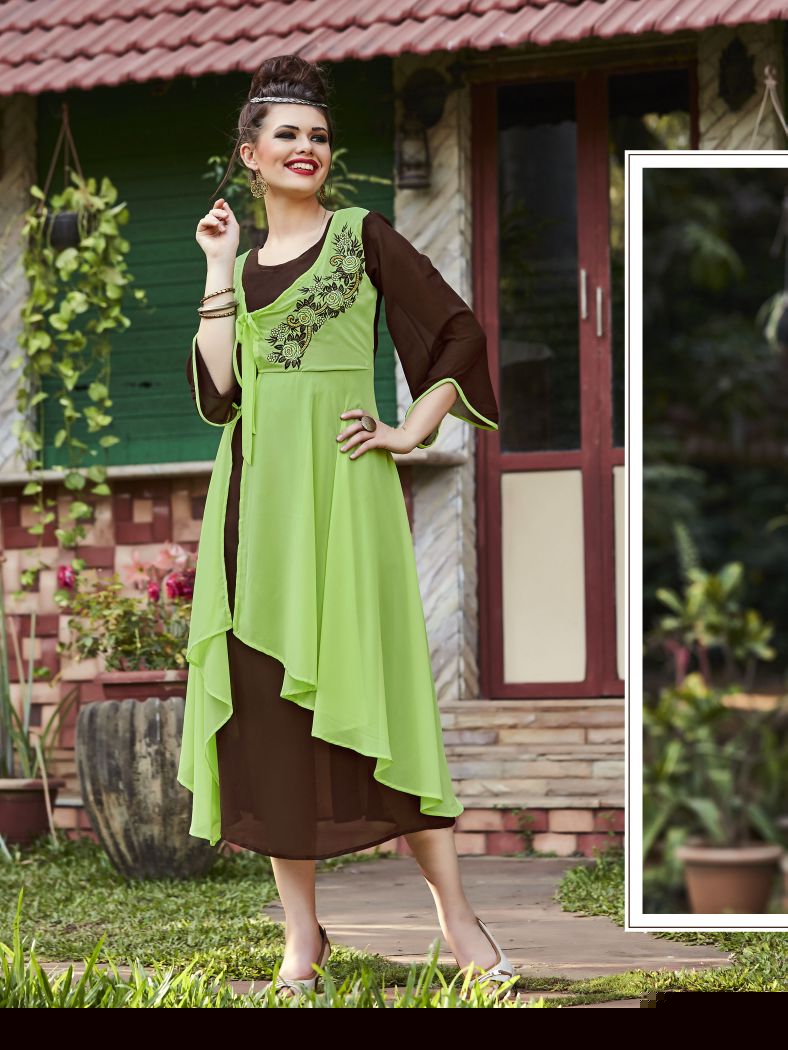 Meem Vol-6 By The Designer 6001 To 6006 Series Designer Beautiful Stylish Fancy Colorful Party Wear & Ethnic Wear Collection Georgette Embroidered Kurtis At Wholesale Price