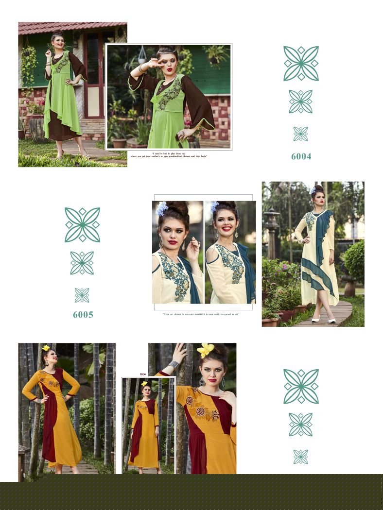 Meem Vol-6 By The Designer 6001 To 6006 Series Designer Beautiful Stylish Fancy Colorful Party Wear & Ethnic Wear Collection Georgette Embroidered Kurtis At Wholesale Price