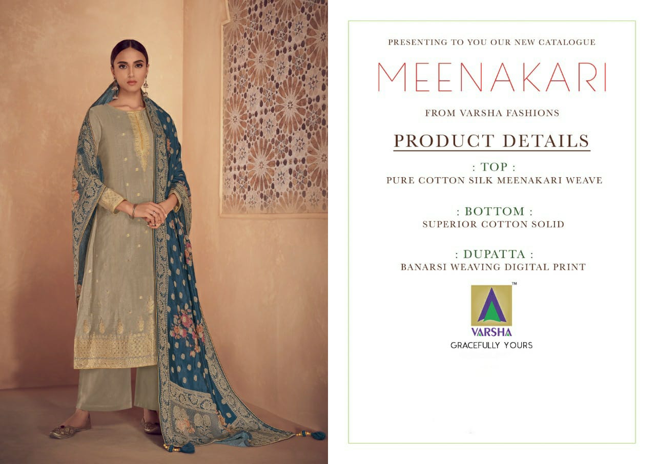 Meenakari By Varsha Fashion 11 To 18 Series Designer Collection Beautiful Stylish Fancy Colorful Party Wear & Occasional Wear Pure Cotton Silk Meenakari Dresses At Wholesale Price