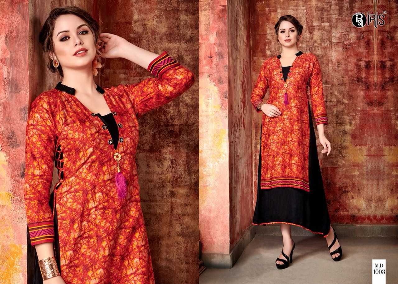 Meera By Iris 1001 To 1008 Series Stylish Colorful Fancy Beautiful Casual Wear & Ethnic Wear Collection Glaze Cotton & Rayon Printed Kurtis At Wholesale Price