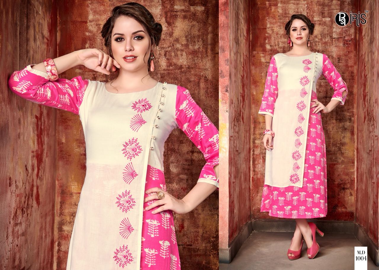 Meera By Iris 1001 To 1008 Series Stylish Colorful Fancy Beautiful Casual Wear & Ethnic Wear Collection Glaze Cotton & Rayon Printed Kurtis At Wholesale Price