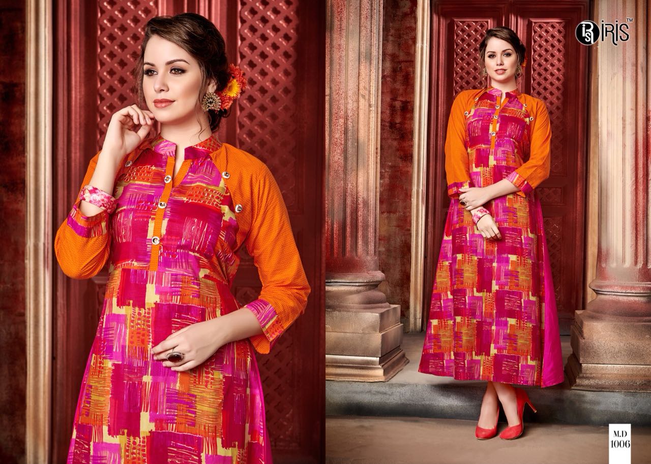 Meera By Iris 1001 To 1008 Series Stylish Colorful Fancy Beautiful Casual Wear & Ethnic Wear Collection Glaze Cotton & Rayon Printed Kurtis At Wholesale Price