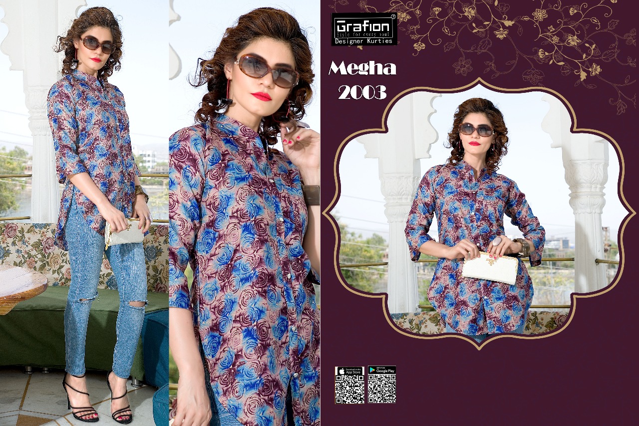 Megha By Grafion Kurtis 2001 To 2012 Series Beautiful Stylish Fancy Colorful Casual Wear & Ready To Wear & Ethnic Wear Cotton Kurtis At Wholesale Price