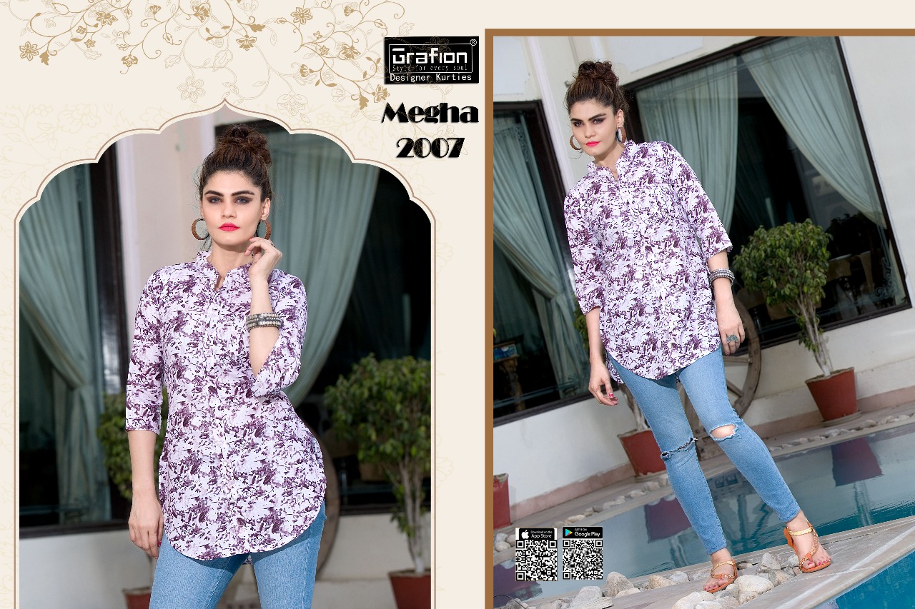 Megha By Grafion Kurtis 2001 To 2012 Series Beautiful Stylish Fancy Colorful Casual Wear & Ready To Wear & Ethnic Wear Cotton Kurtis At Wholesale Price