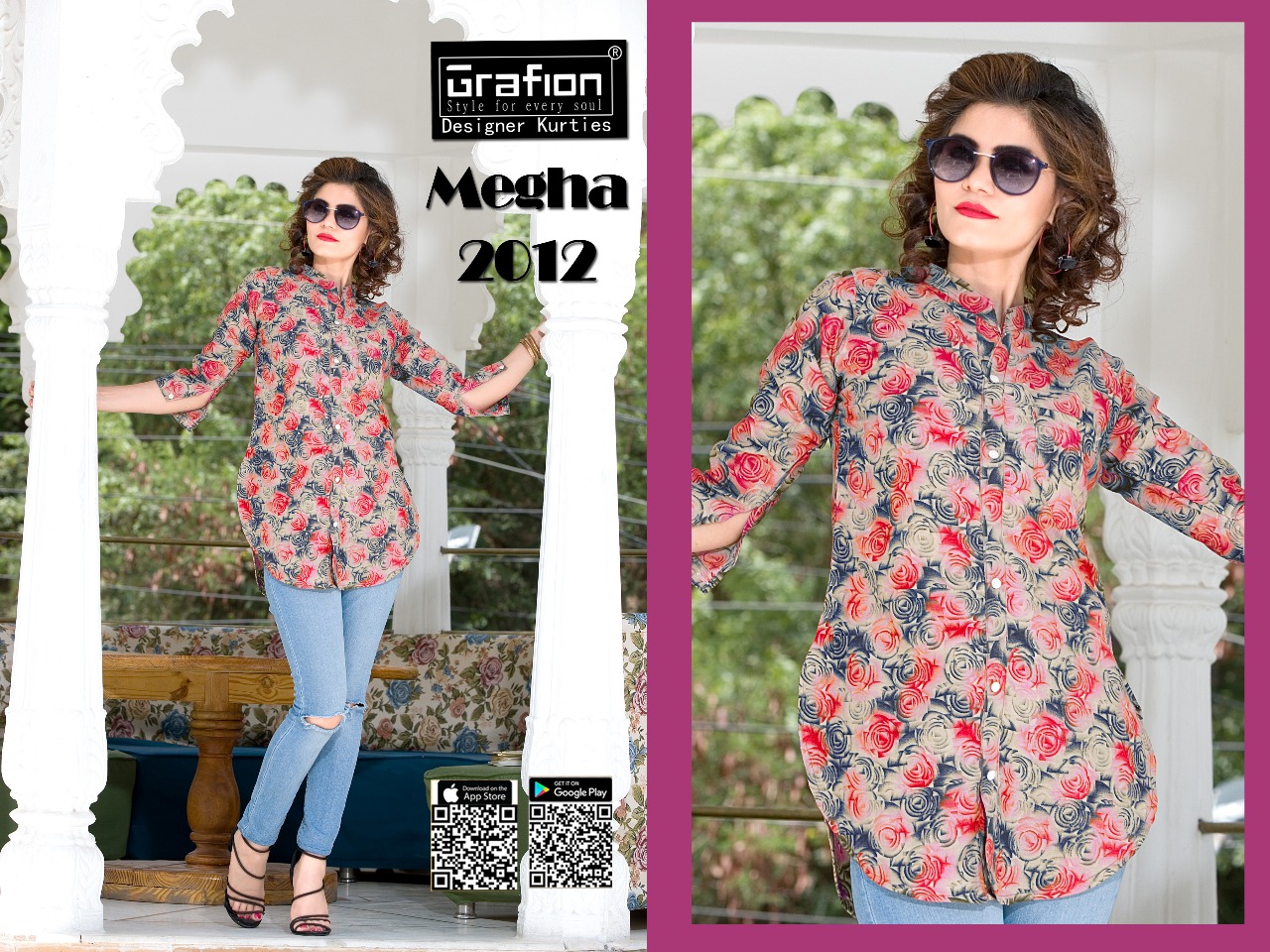 Megha By Grafion Kurtis 2001 To 2012 Series Beautiful Stylish Fancy Colorful Casual Wear & Ready To Wear & Ethnic Wear Cotton Kurtis At Wholesale Price