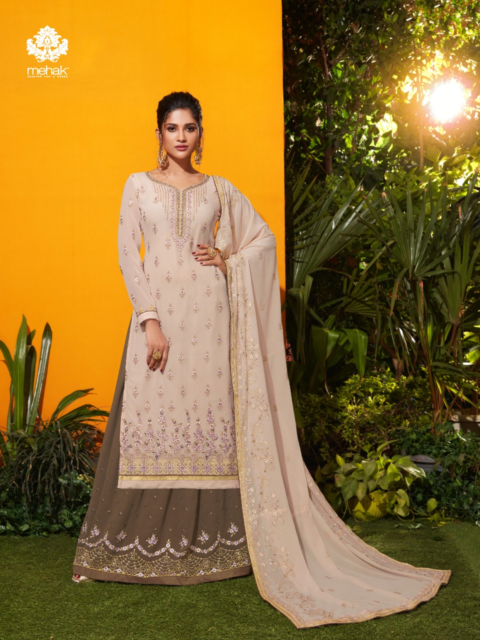 Mehak 31001 Series By Mehak 31001 To 31006 Series Designer Wear Sharara Suits Collection Beautiful Stylish Fancy Colorful Party Wear & Occasional Wear Georgette Embroidered Dresses At Wholesale Price