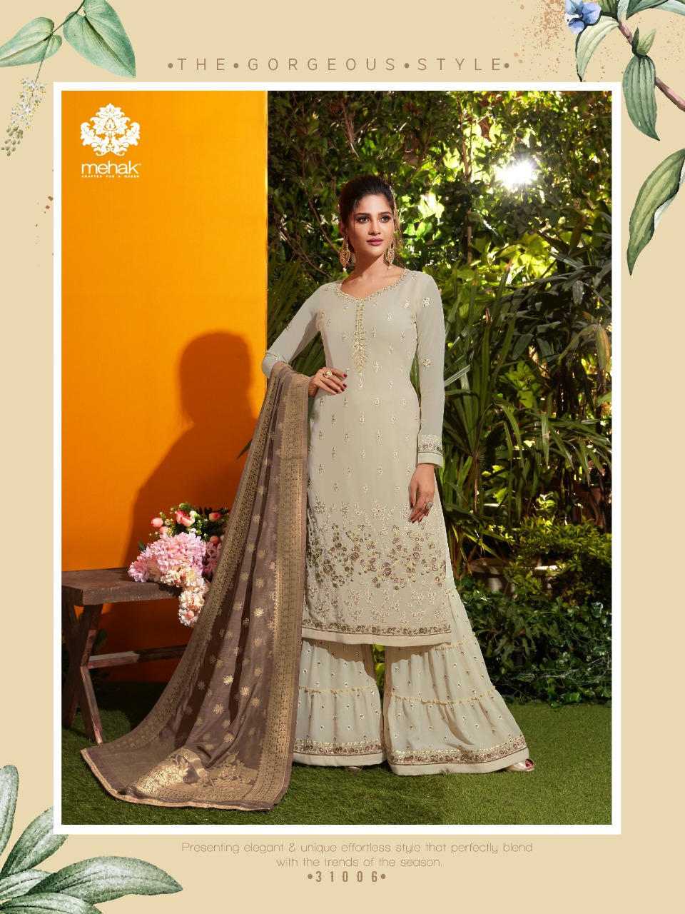 Mehak 31001 Series By Mehak 31001 To 31006 Series Designer Wear Sharara Suits Collection Beautiful Stylish Fancy Colorful Party Wear & Occasional Wear Georgette Embroidered Dresses At Wholesale Price