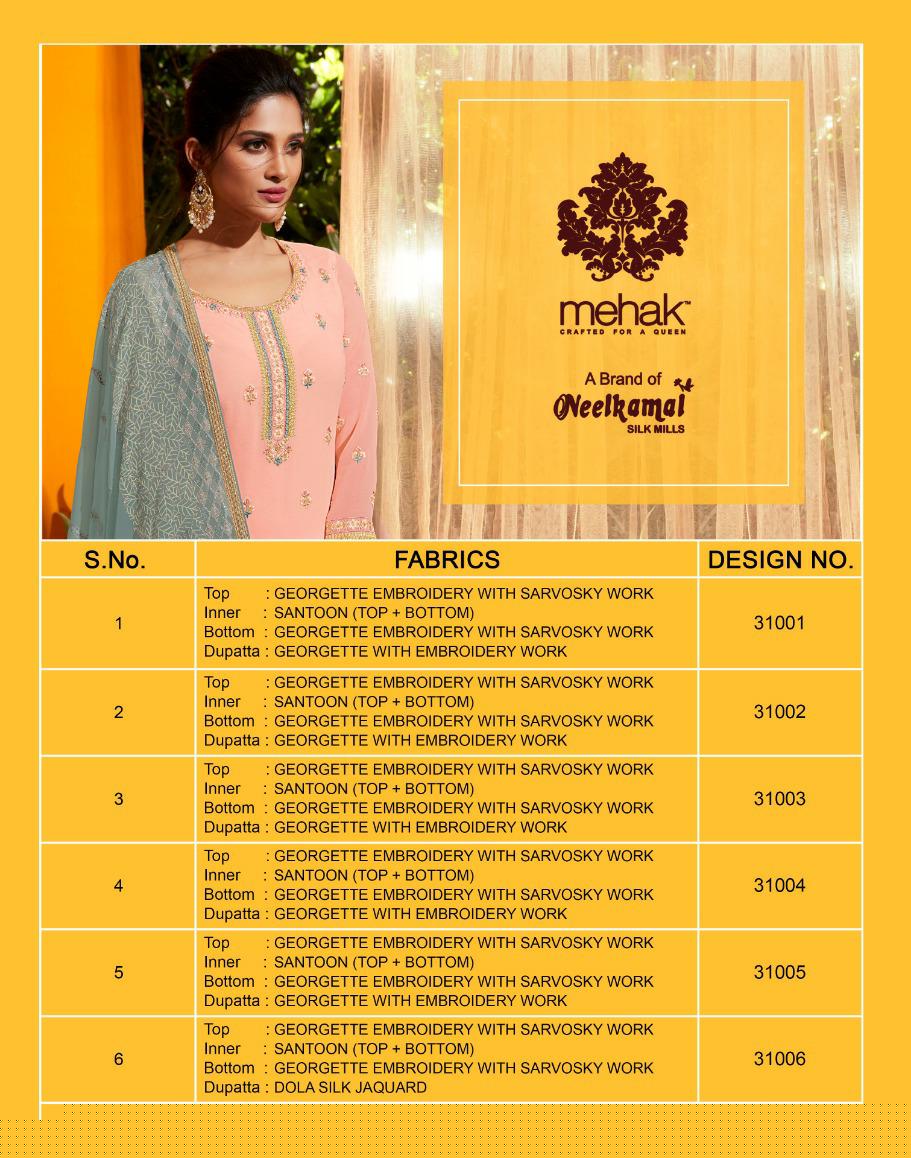Mehak 31001 Series By Mehak 31001 To 31006 Series Designer Wear Sharara Suits Collection Beautiful Stylish Fancy Colorful Party Wear & Occasional Wear Georgette Embroidered Dresses At Wholesale Price