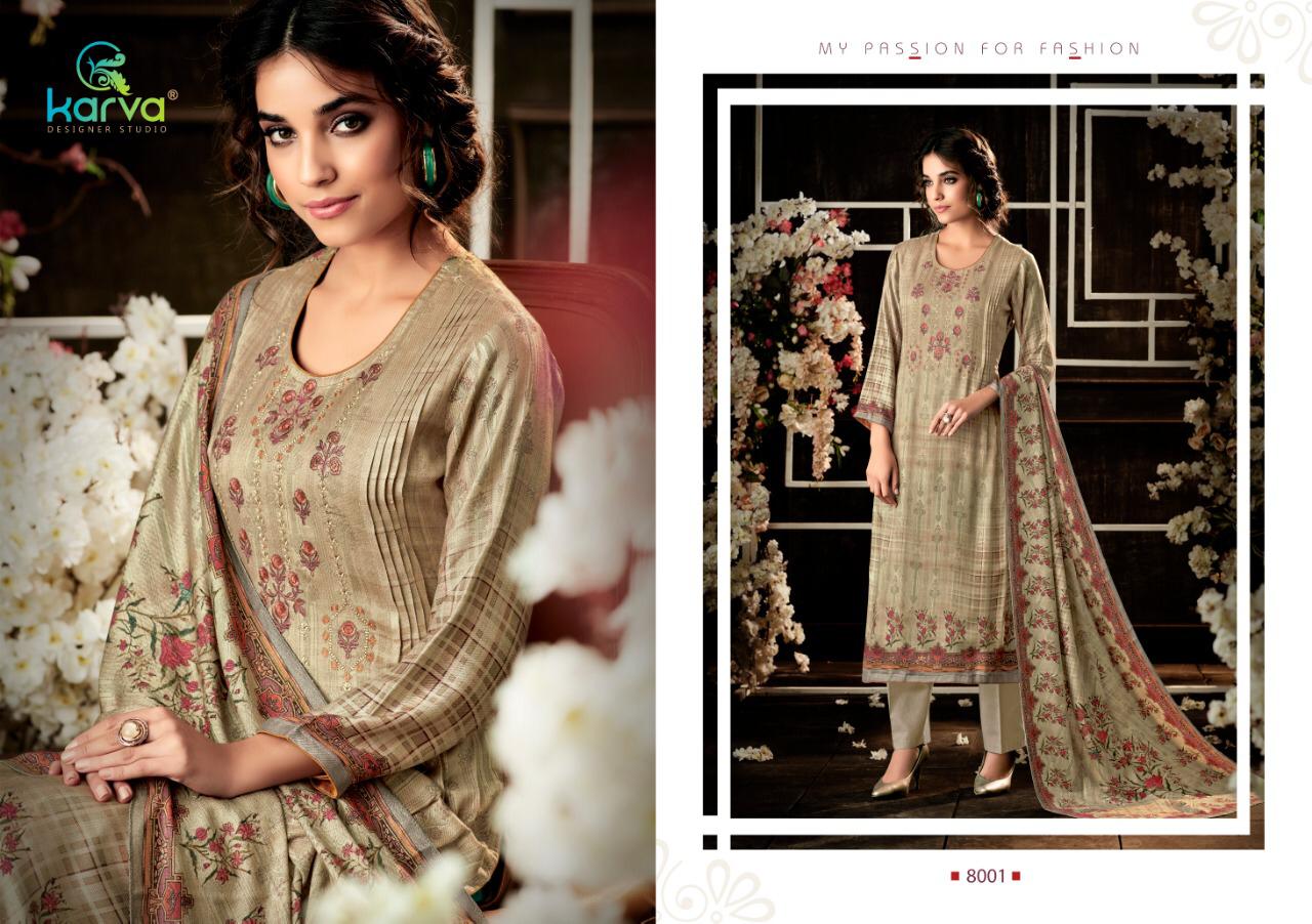 Mehak By Karva Designer Studio 8001 To 8006 Series Beautiful Winter Collection Suits Stylish Fancy Colorful Casual Wear & Ethnic Wear Pure Viscose Pashmina Digital Printed Dresses At Wholesale Price
