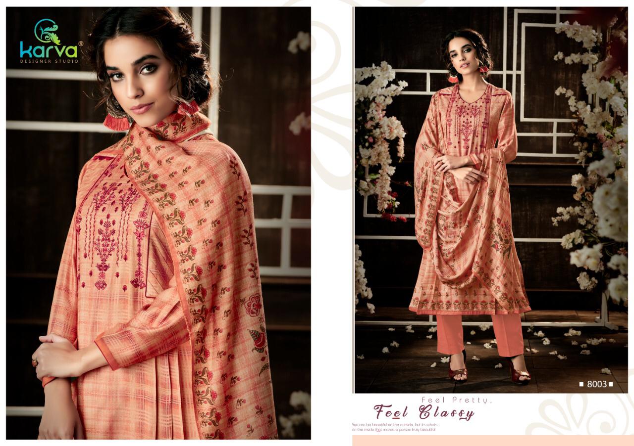 Mehak By Karva Designer Studio 8001 To 8006 Series Beautiful Winter Collection Suits Stylish Fancy Colorful Casual Wear & Ethnic Wear Pure Viscose Pashmina Digital Printed Dresses At Wholesale Price