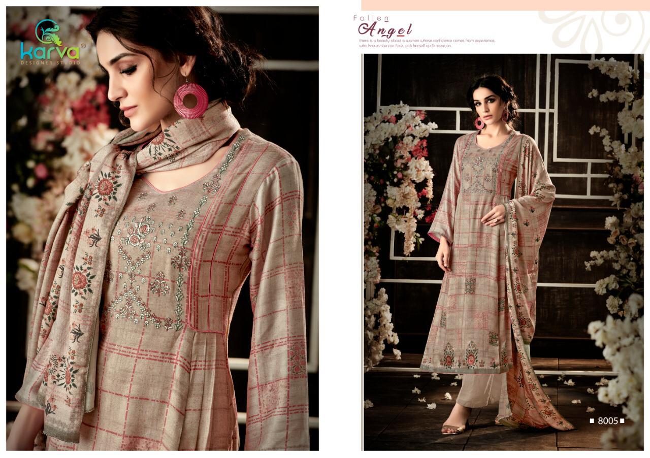 Mehak By Karva Designer Studio 8001 To 8006 Series Beautiful Winter Collection Suits Stylish Fancy Colorful Casual Wear & Ethnic Wear Pure Viscose Pashmina Digital Printed Dresses At Wholesale Price