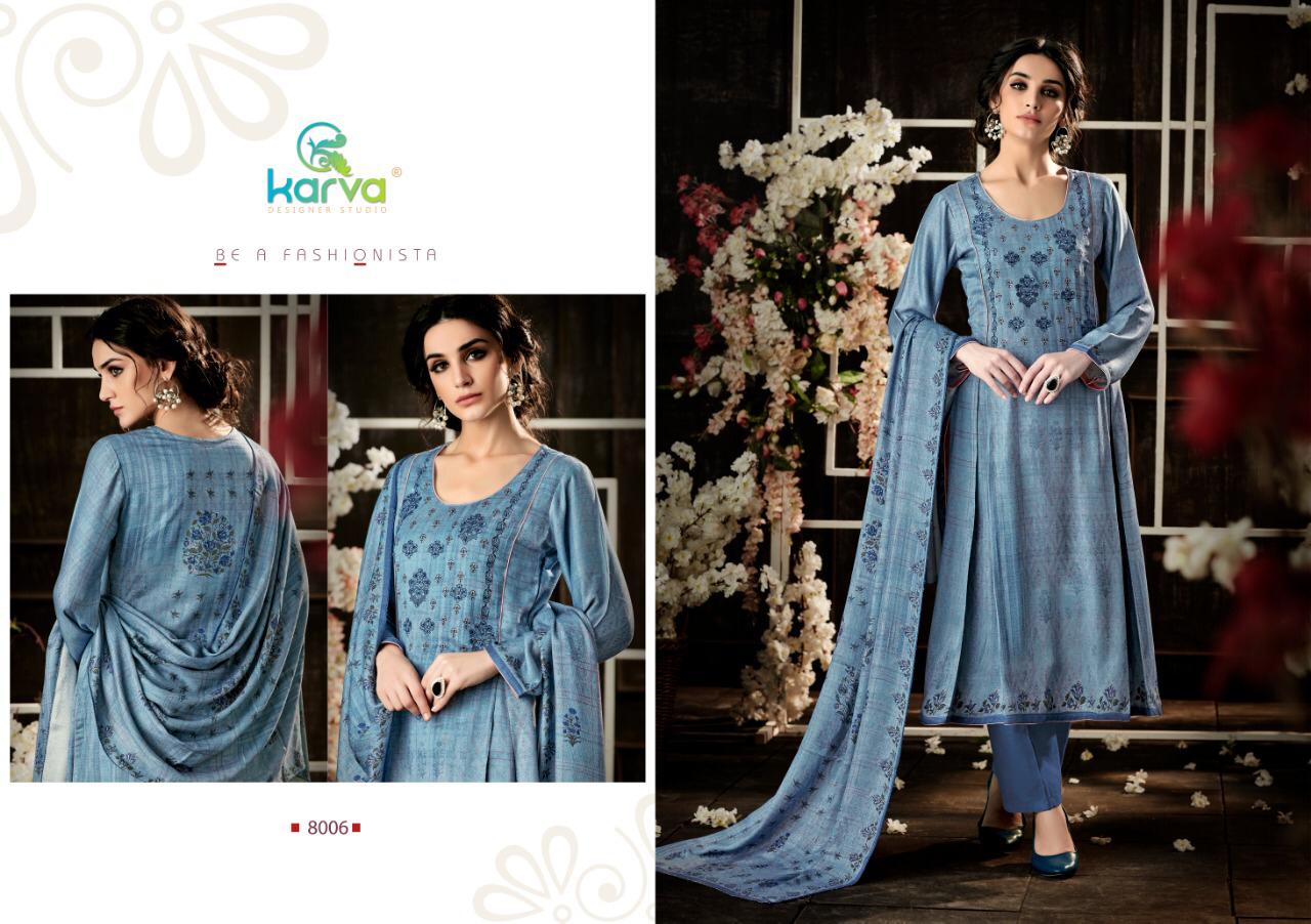 Mehak By Karva Designer Studio 8001 To 8006 Series Beautiful Winter Collection Suits Stylish Fancy Colorful Casual Wear & Ethnic Wear Pure Viscose Pashmina Digital Printed Dresses At Wholesale Price