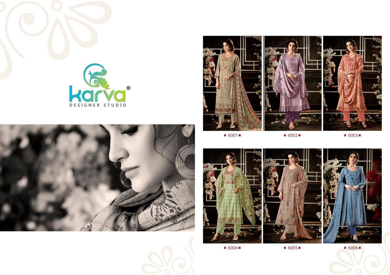 Mehak By Karva Designer Studio 8001 To 8006 Series Beautiful Winter Collection Suits Stylish Fancy Colorful Casual Wear & Ethnic Wear Pure Viscose Pashmina Digital Printed Dresses At Wholesale Price