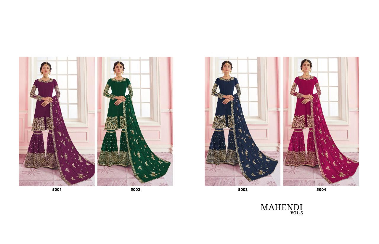 Mehandi Vol-5 By Utsav Suits 5001 To 5004 Series Designer Suits Beautiful Stylish Fancy Colorful Party Wear & Occasional Wear Georgette Embroidered Dresses At Wholesale Price