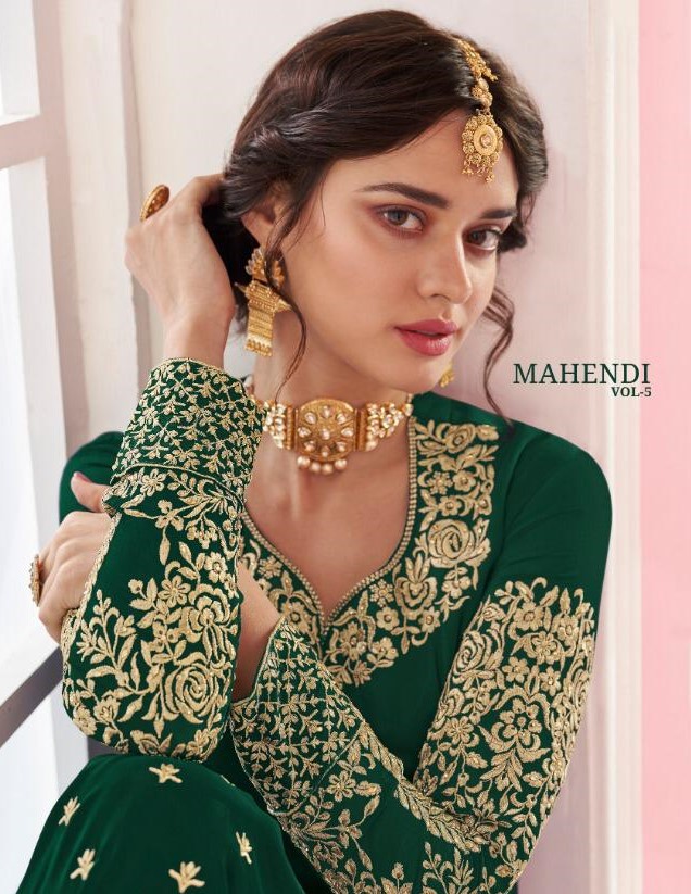 Mehandi Vol-5 By Utsav Suits 5001 To 5004 Series Designer Suits Beautiful Stylish Fancy Colorful Party Wear & Occasional Wear Georgette Embroidered Dresses At Wholesale Price
