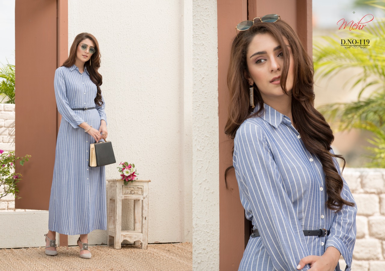 Mehr Vol-5 By Mugdha 119 To 124 Series Beautiful Stylish Fancy Colorful Casual Wear & Ethnic Wear & Ready To Wear Linen / Rayon / South Cotton Kurtis At Wholesale Price